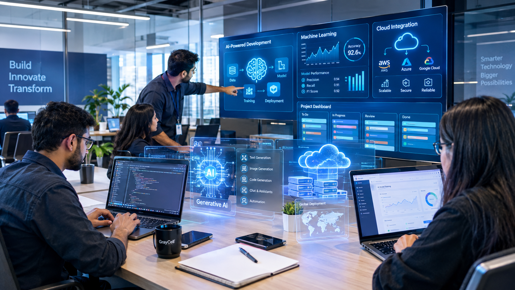 Alt text: Generative AI assists companies to automate processes and innovate faster.