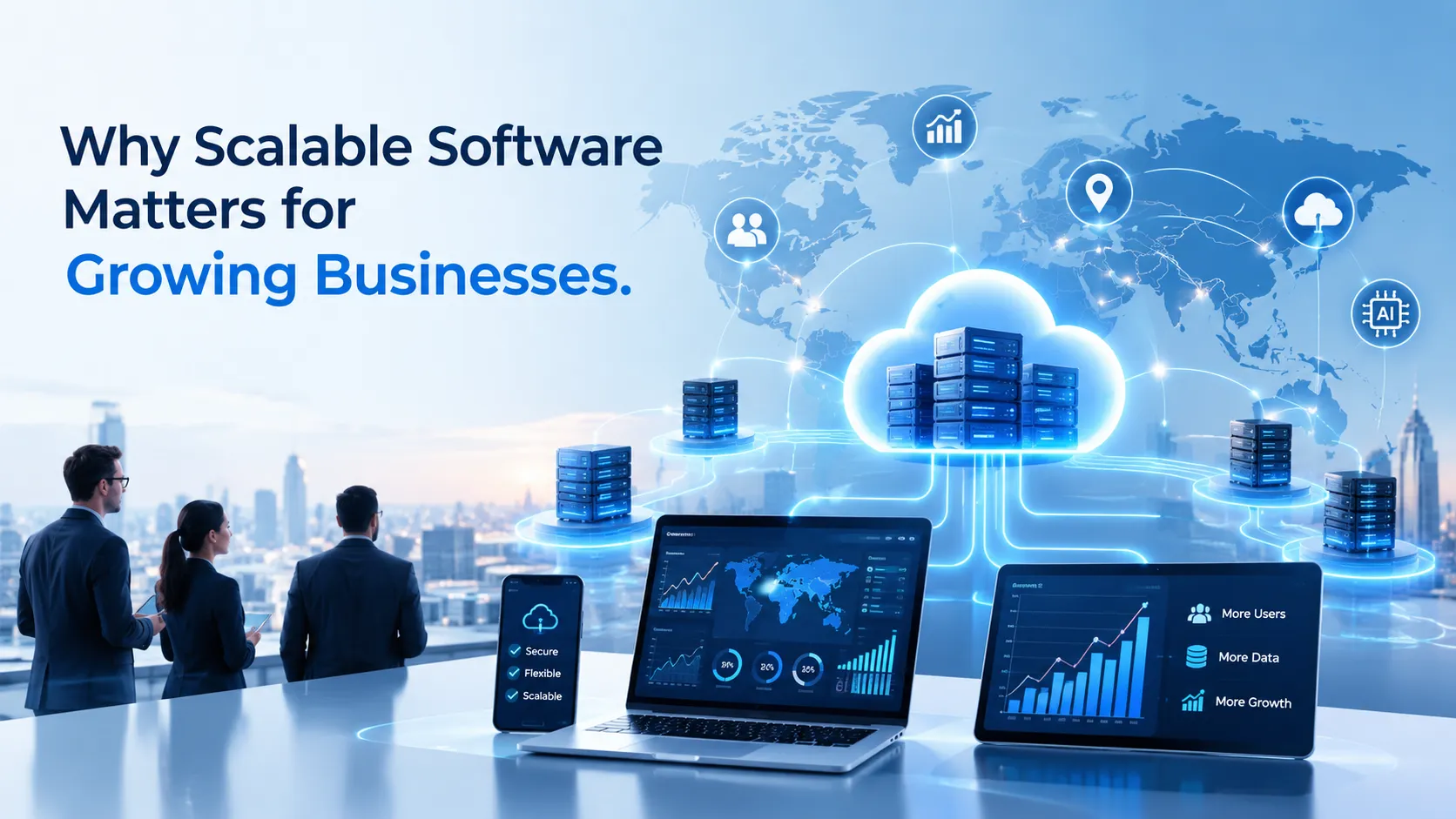 Scalable software development helping businesses grow with secure cloud-based solutions.